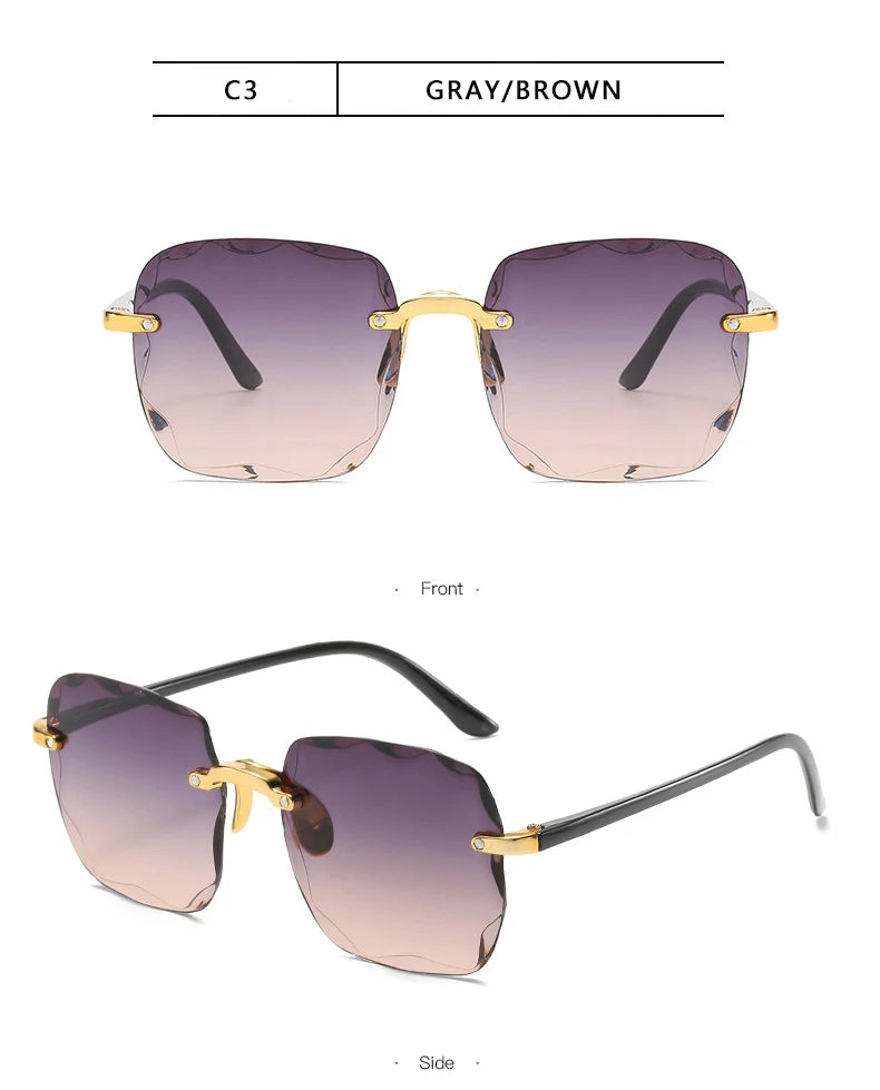 Square Rimless Sunglasses Set of 3 | Women's Fashion Shades