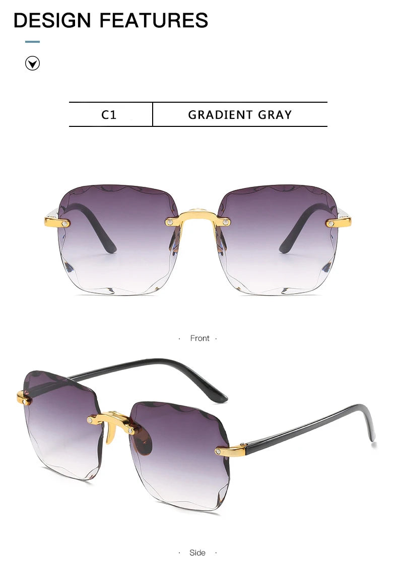 Square Rimless Sunglasses Set of 3 | Women's Fashion Shades