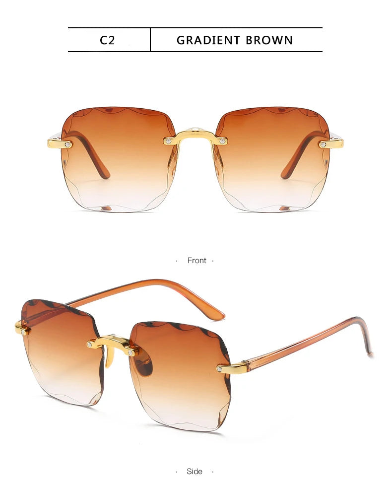 Square Rimless Sunglasses Set of 3 | Women's Fashion Shades