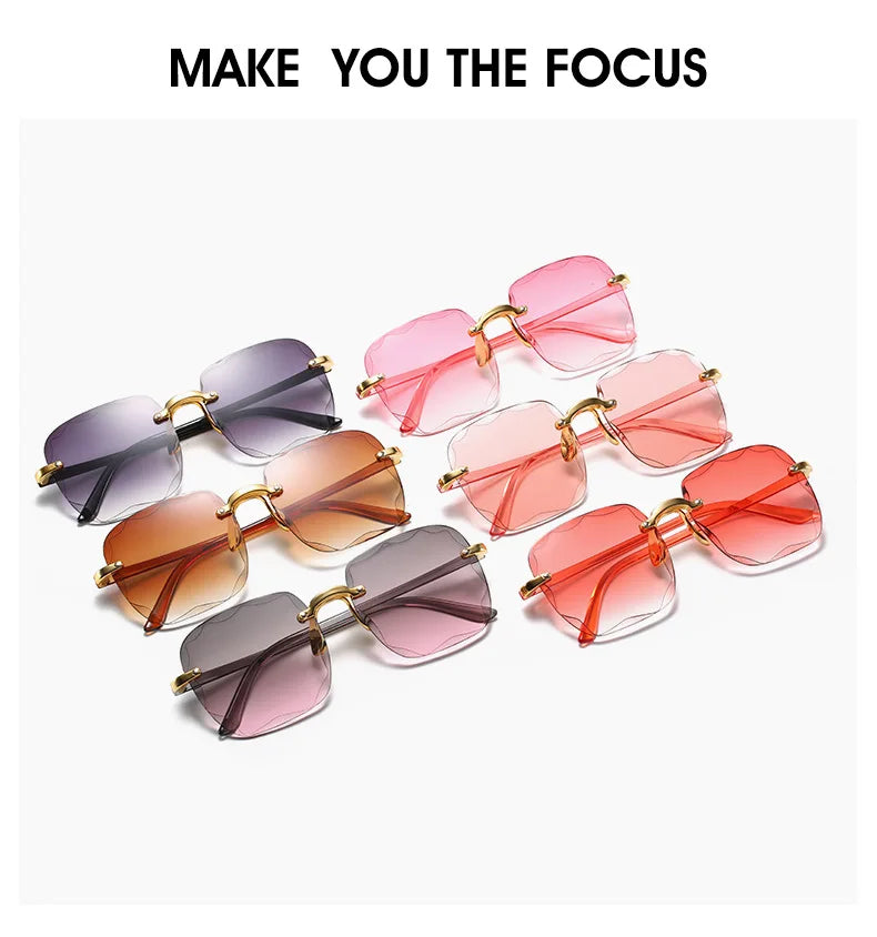 Square Rimless Sunglasses Set of 3 | Women's Fashion Shades