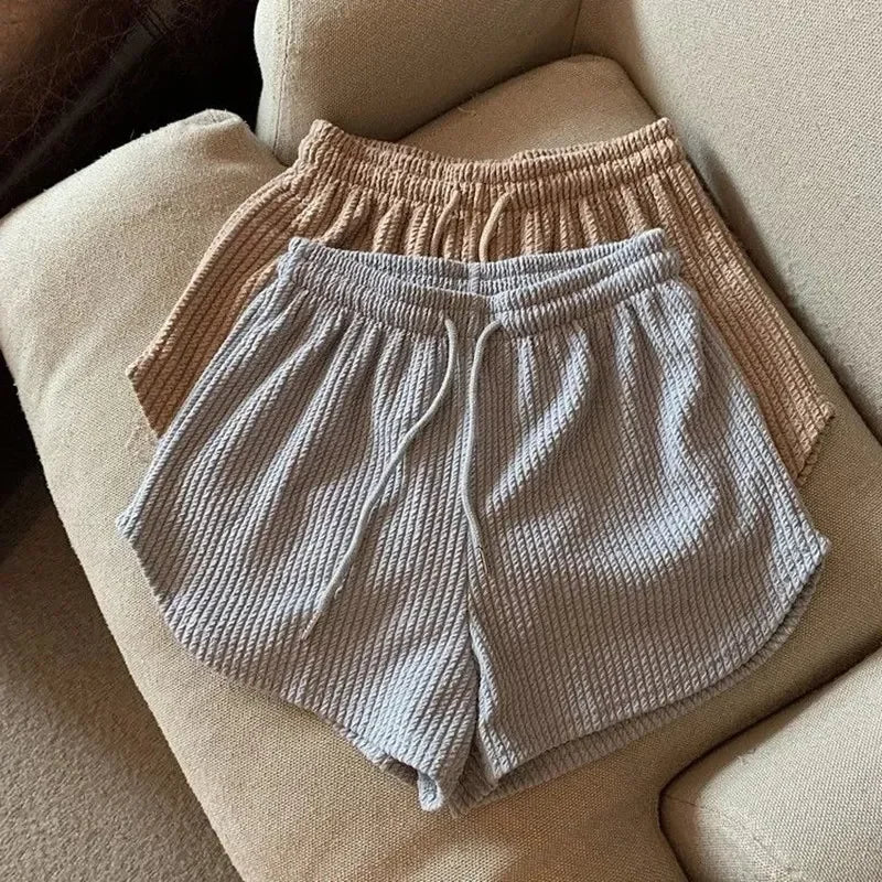 Women's High-Waist Drawstring Wide-Leg Shorts
