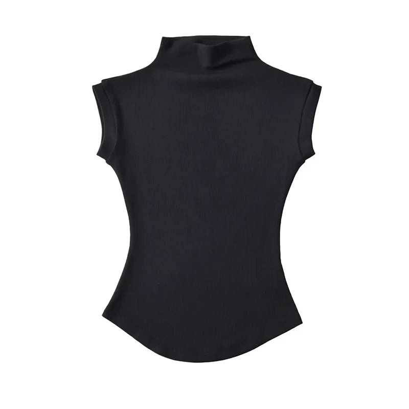 Women Summer Turtleneck Sleeveless Tops