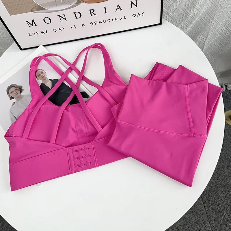 2-Piece High Waist Leggings & Fitness Bra Yoga Set | Women's Gymwear