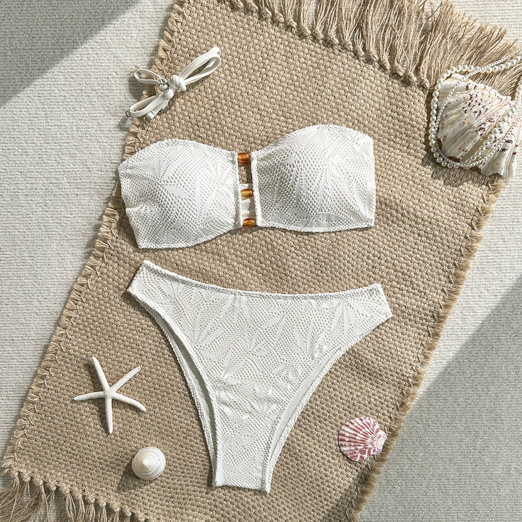 Sexy High Waist Mesh Bikini Pushup Set
