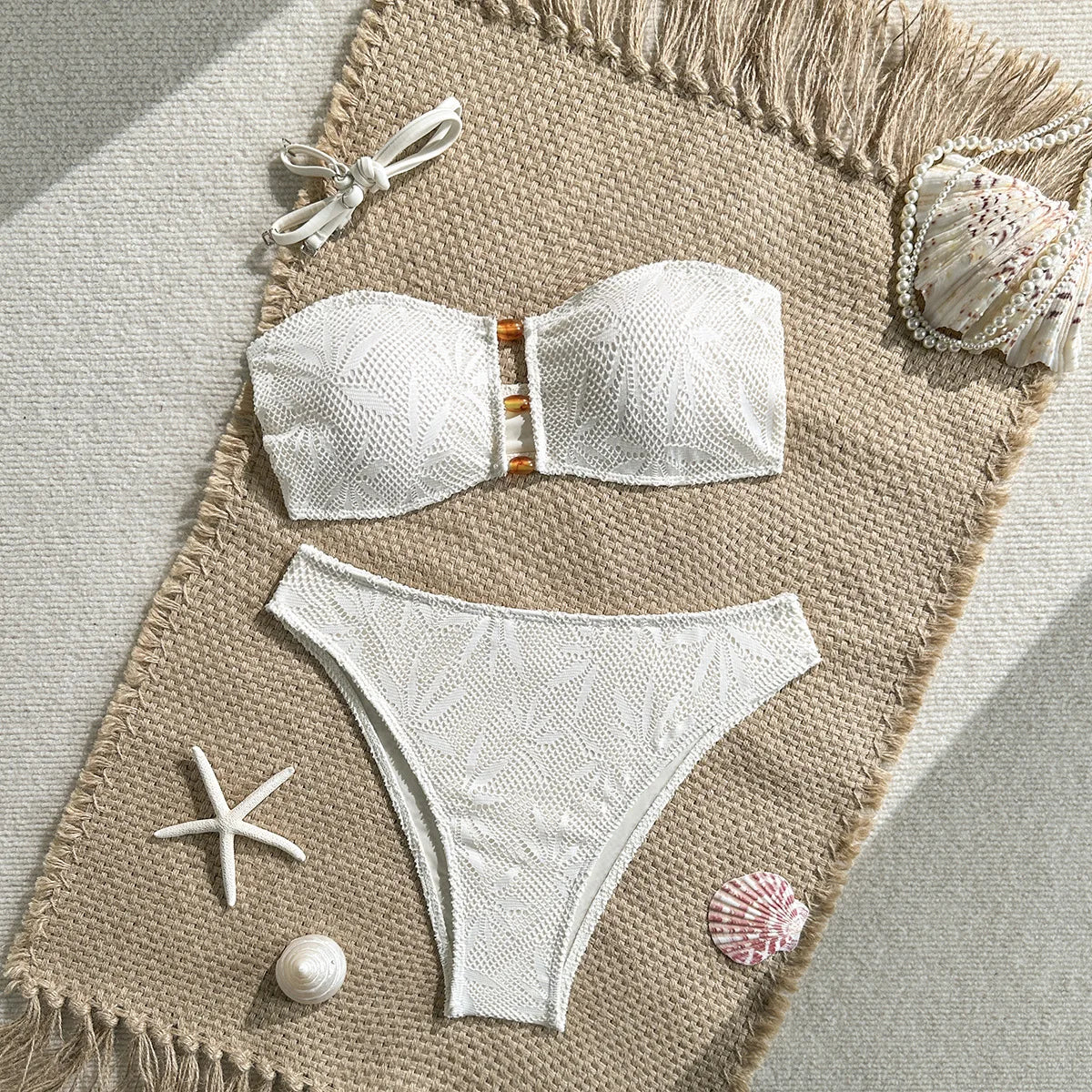 Sexy High Waist Mesh Bikini Pushup Set