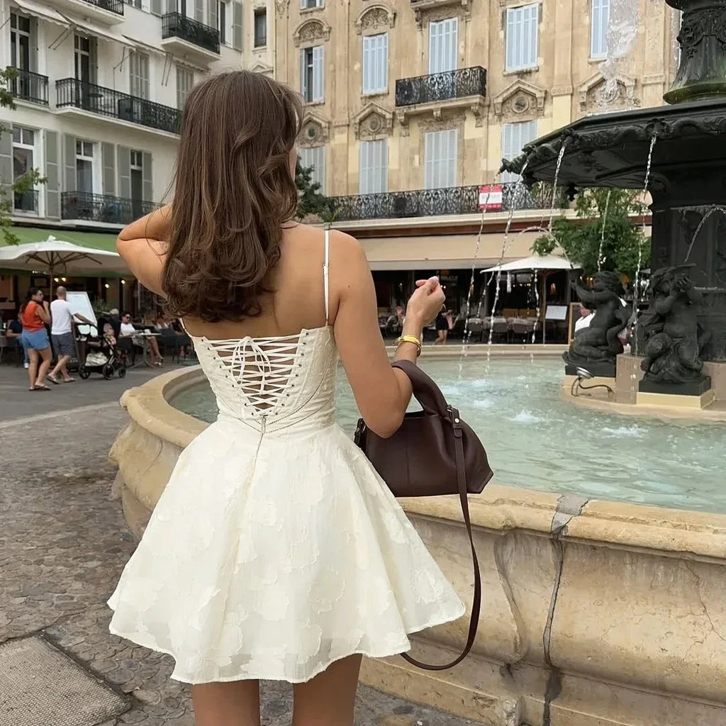 Lace-Up Bow Mini Dress | Women's A-Line Summer Dress