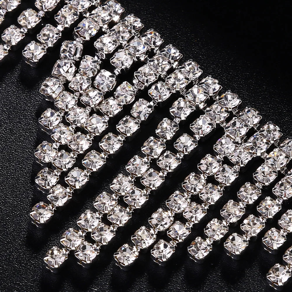 Rhinestone Tassel Body Chain Thong