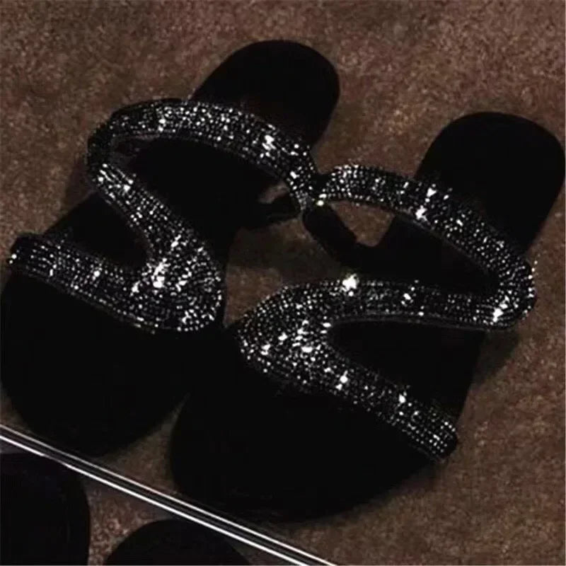 Women Summer Sandals With Rhinestones Comfortable Light Shoes