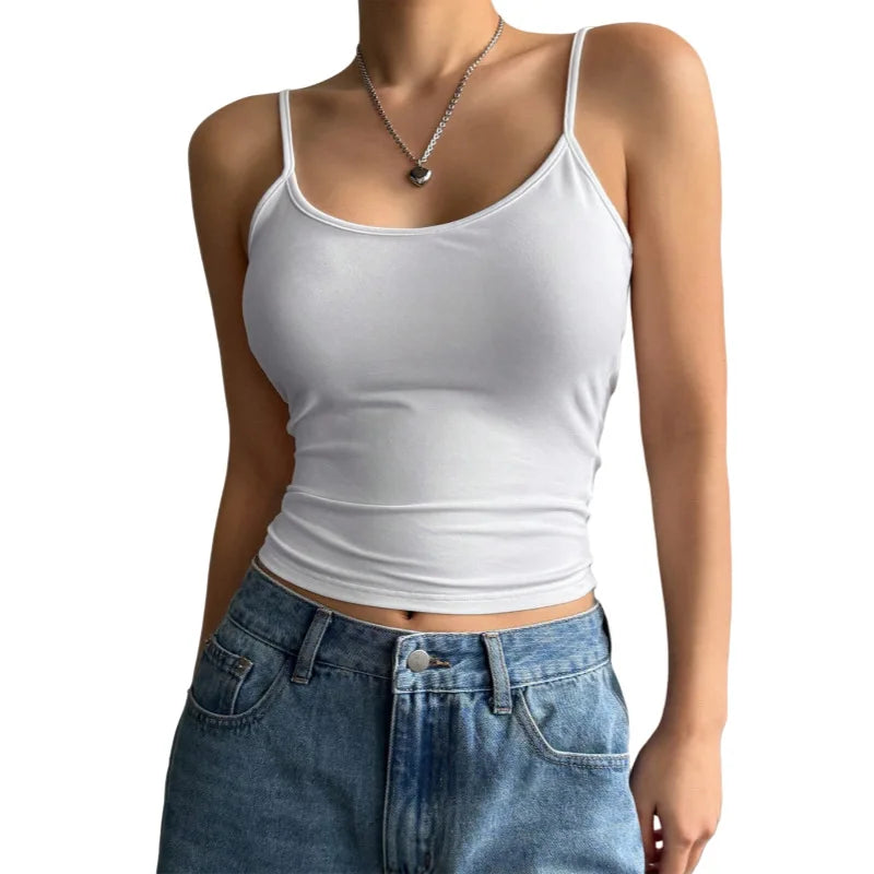 V-Neck Backless Camisole Tank Top — Sleeveless Slim Fit Vintage Y2K Tee