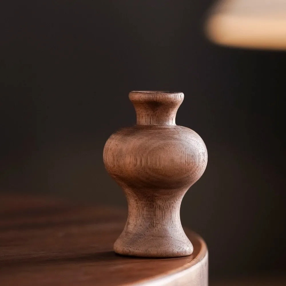 Vintage Solid Wood Vase | Rustic Home Décor