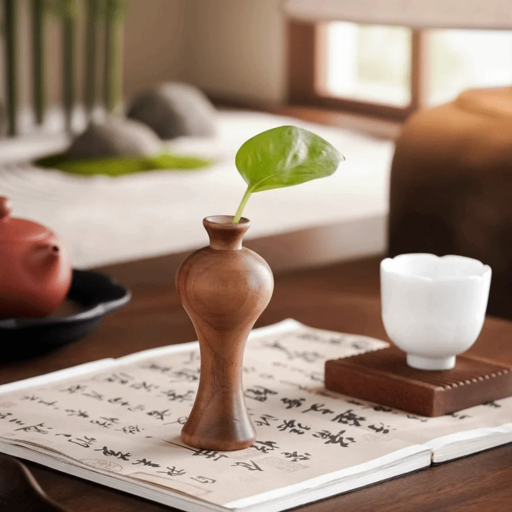 Vintage Solid Wood Vase | Rustic Home Décor