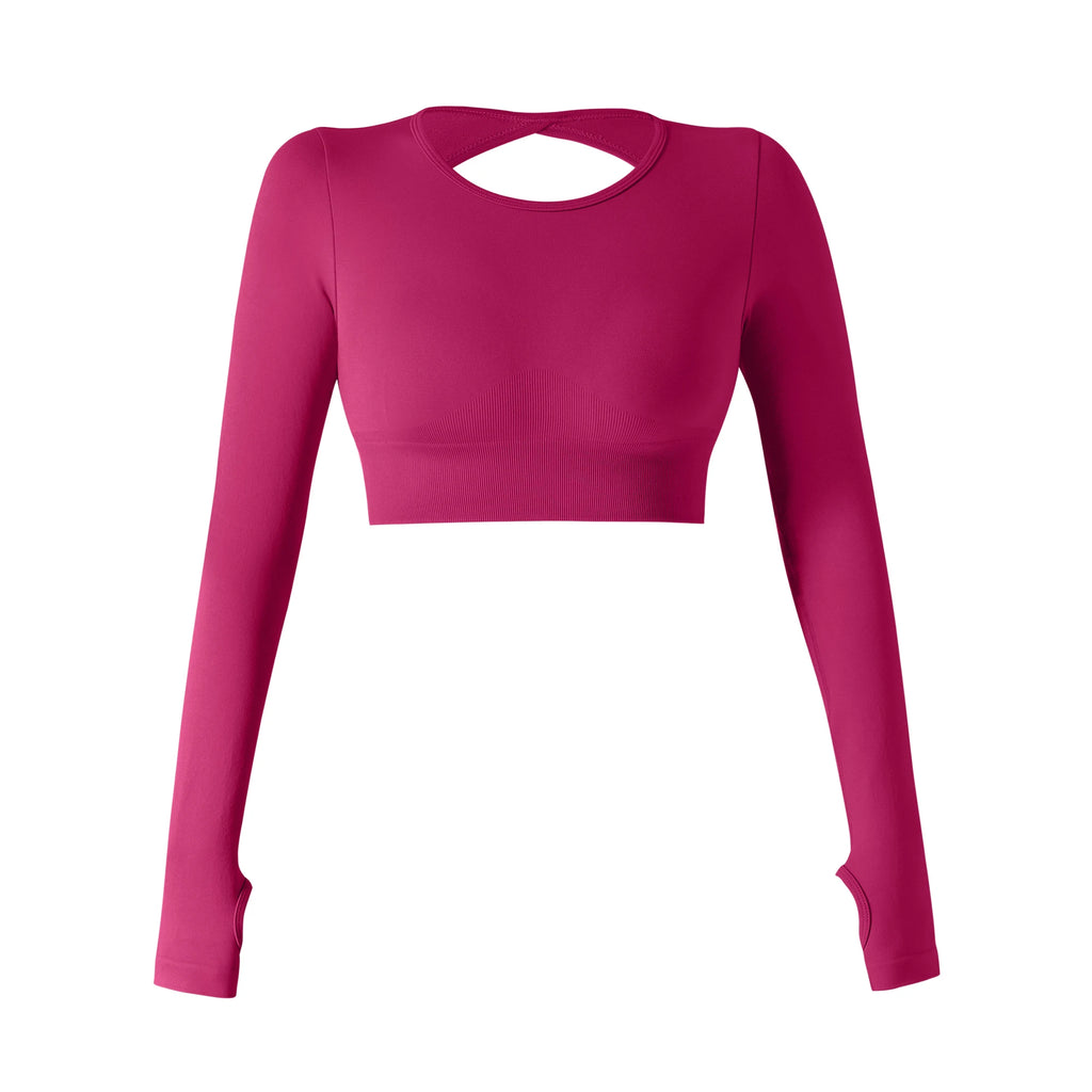 Women Yoga Solid Long Sleeve Sports Top