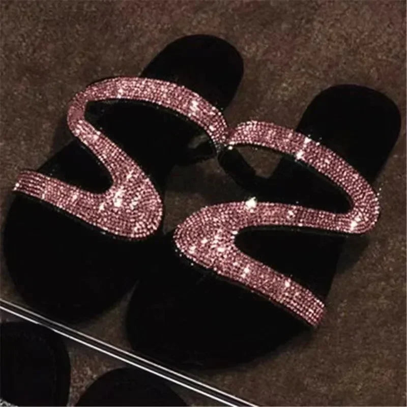 Women Summer Sandals With Rhinestones Comfortable Light Shoes