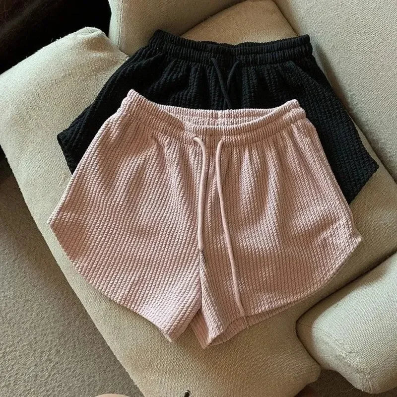 Women's High-Waist Drawstring Wide-Leg Shorts