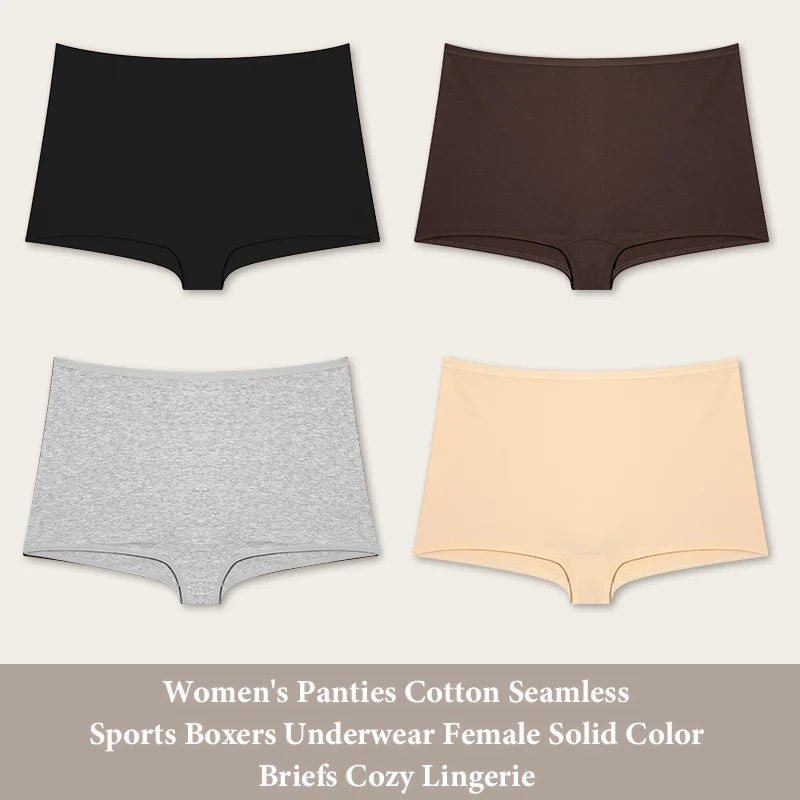 Women's Cotton Seamless Underwear — 4-Pack High-Rise Boyshort Briefs