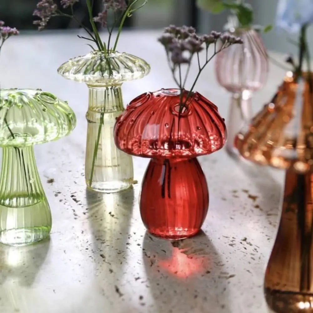 Mushroom Shaped Flower Vase Transparent Glass Vase