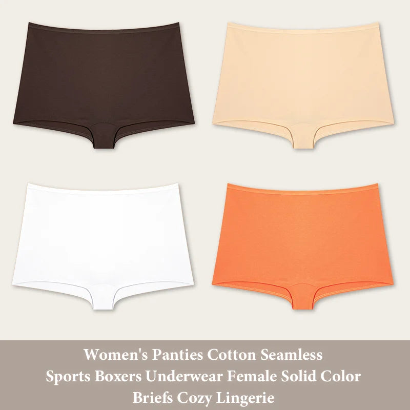 Women's Cotton Seamless Underwear — 4-Pack High-Rise Boyshort Briefs