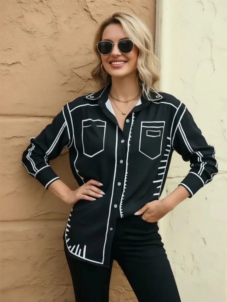 Fashion printed Ladies Blouse
