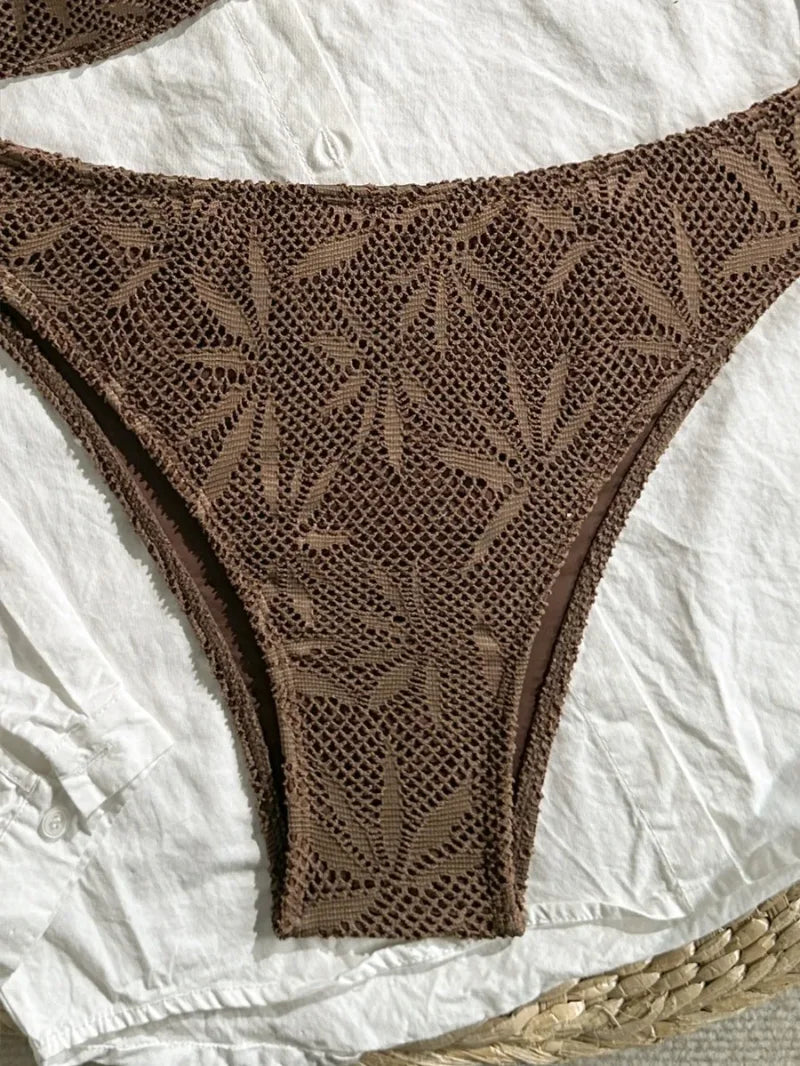 Sexy High Waist Mesh Bikini Pushup Set