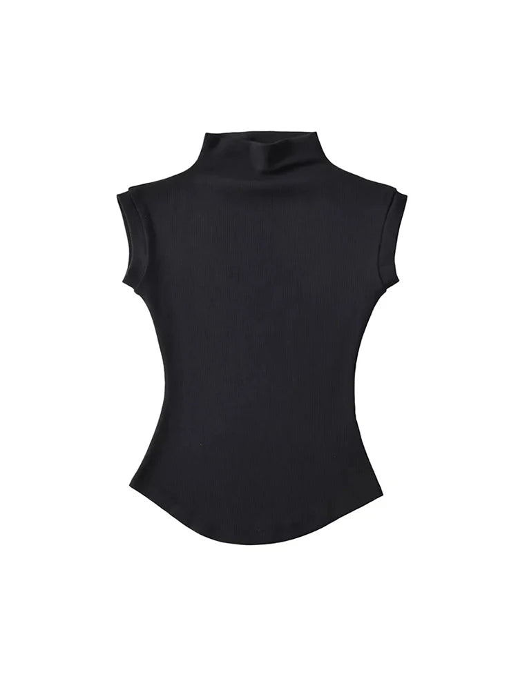 Women Summer Turtleneck Sleeveless Tops