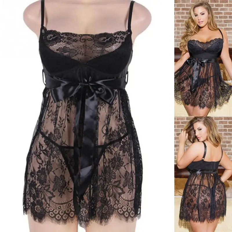 Plus Size Floral Lace Babydoll Nightgown