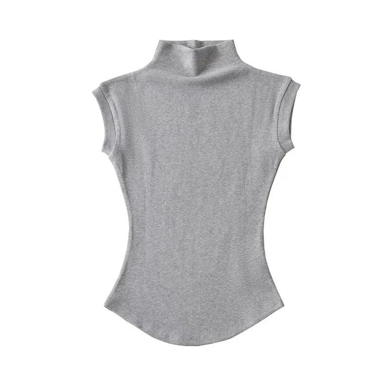 Women Summer Turtleneck Sleeveless Tops
