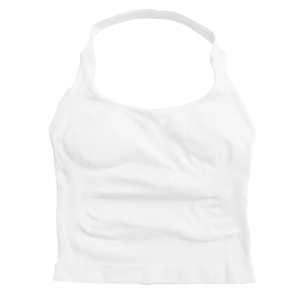 Women's Seamless Halter Tank Top — Padded Sports Bra Workout Vest