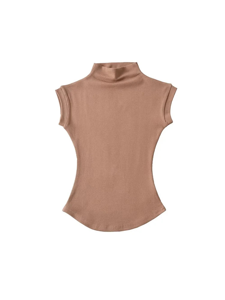 Women Summer Turtleneck Sleeveless Tops