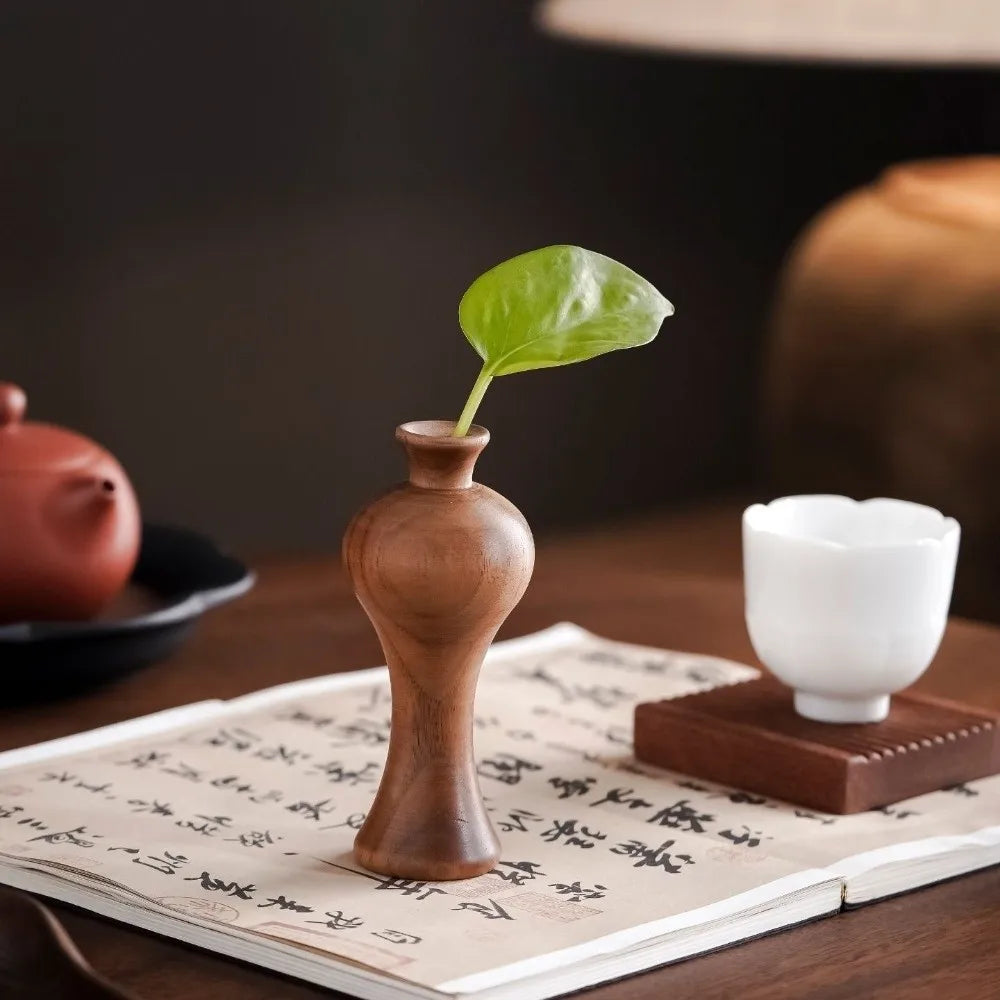 Vintage Solid Wood Vase | Rustic Home Décor