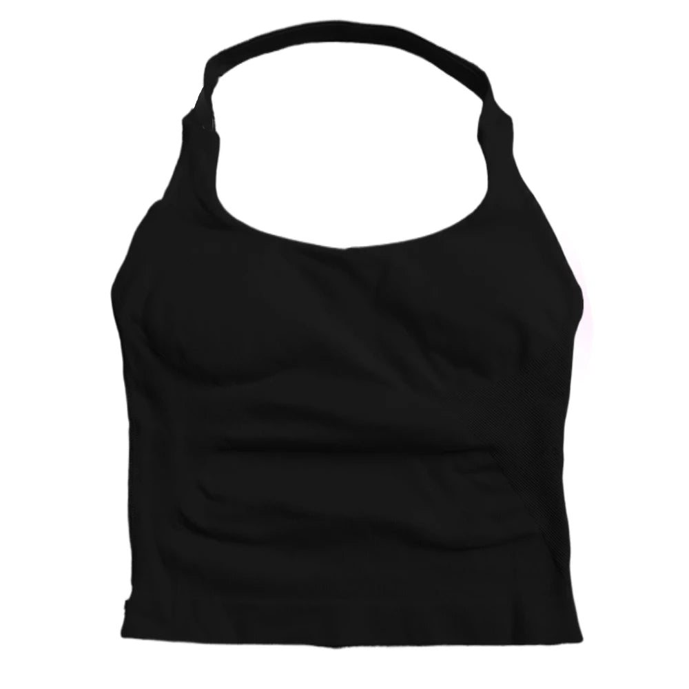 Women's Seamless Halter Tank Top — Padded Sports Bra Workout Vest