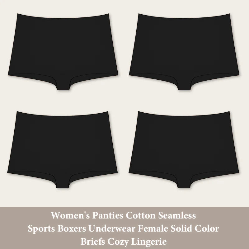 Women's Cotton Seamless Underwear — 4-Pack High-Rise Boyshort Briefs