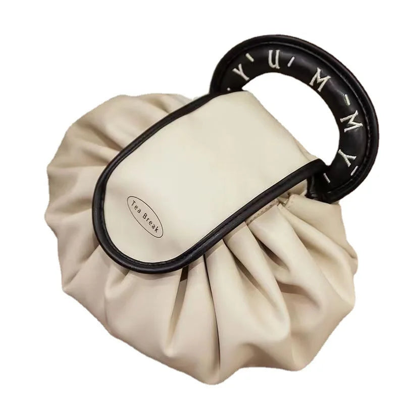 Large Drawstring Makeup Bag — PU Cosmetic Storage Pouch