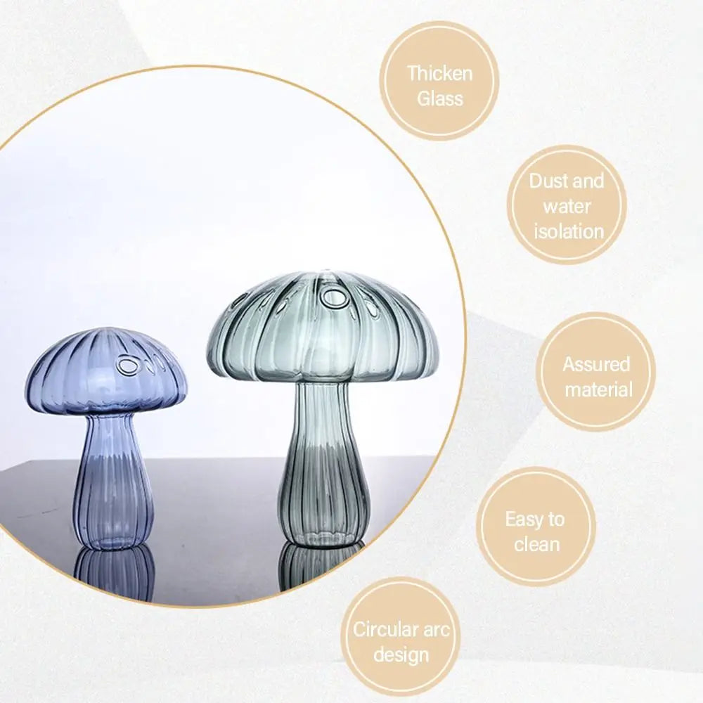 Mushroom Shaped Flower Vase Transparent Glass Vase