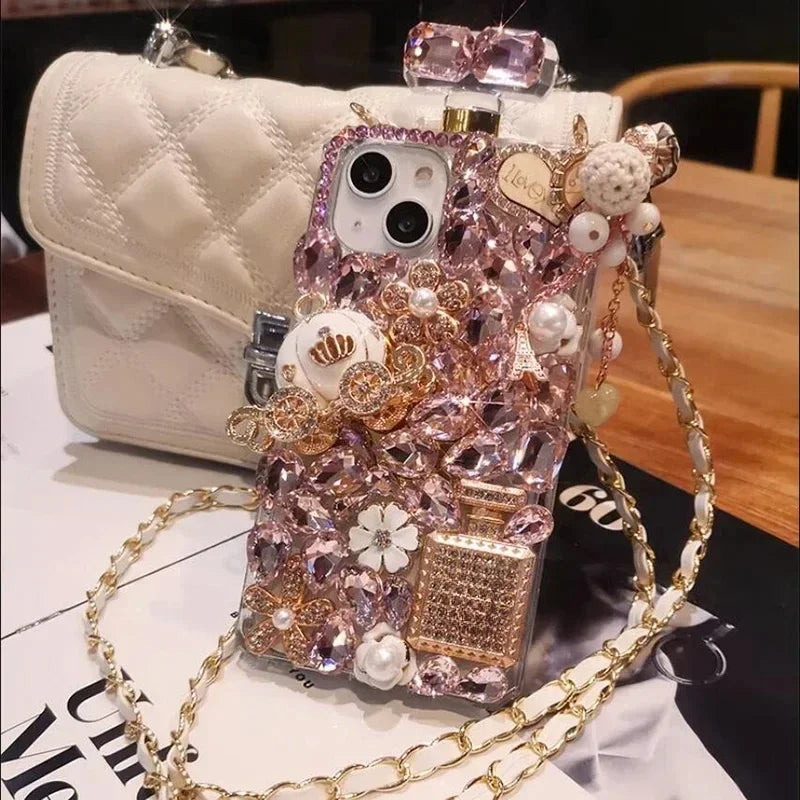 Rhinestone Perfume Bottle Phone Case