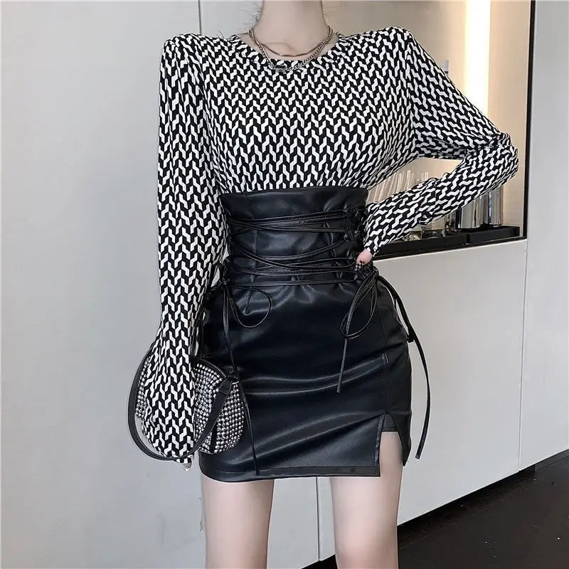 Black PU Leather High Waist Mini Skirt