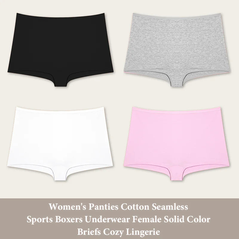 Women's Cotton Seamless Underwear — 4-Pack High-Rise Boyshort Briefs