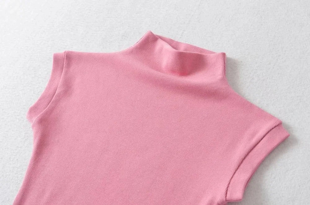 Women Summer Turtleneck Sleeveless Tops