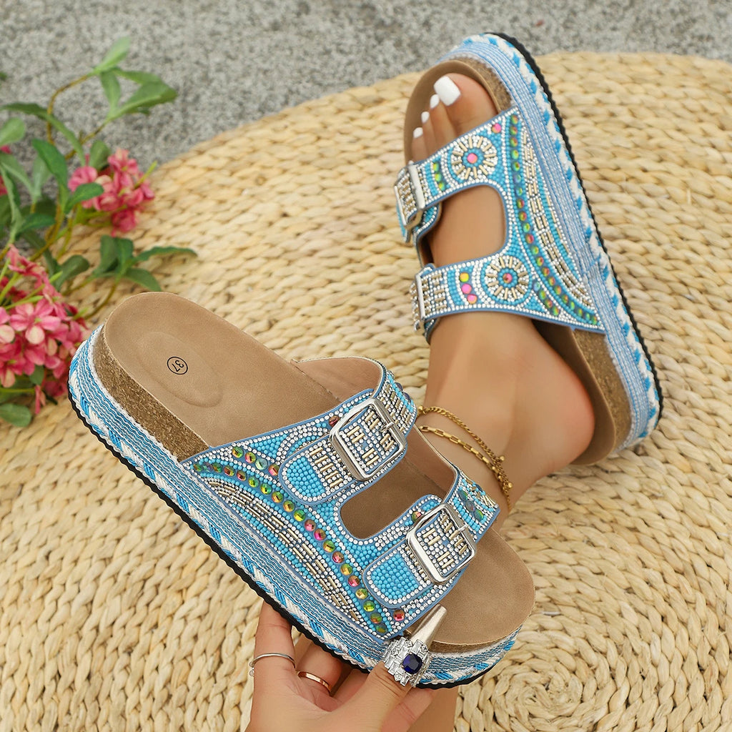 Rhinestone Glitter Slide Sandals
