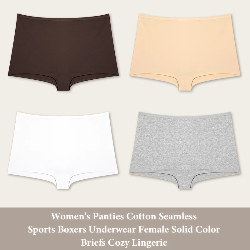 Women's Cotton Seamless Underwear — 4-Pack High-Rise Boyshort Briefs