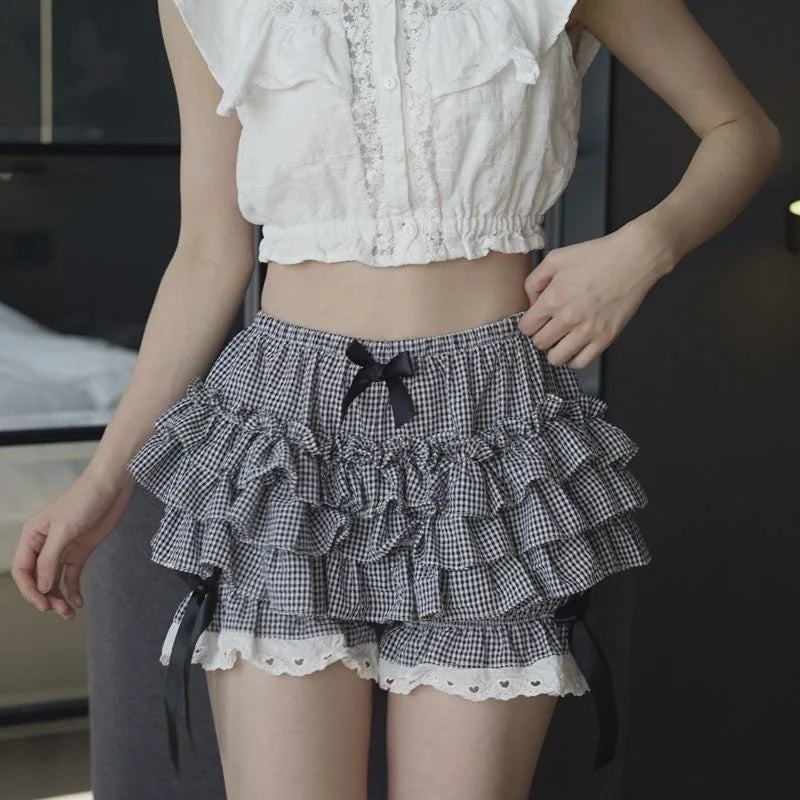 Lace Bow Chiffon Skort