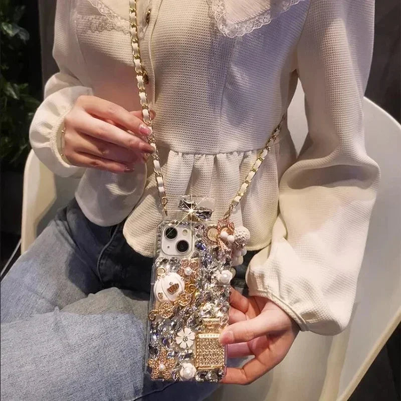 Rhinestone Perfume Bottle Phone Case