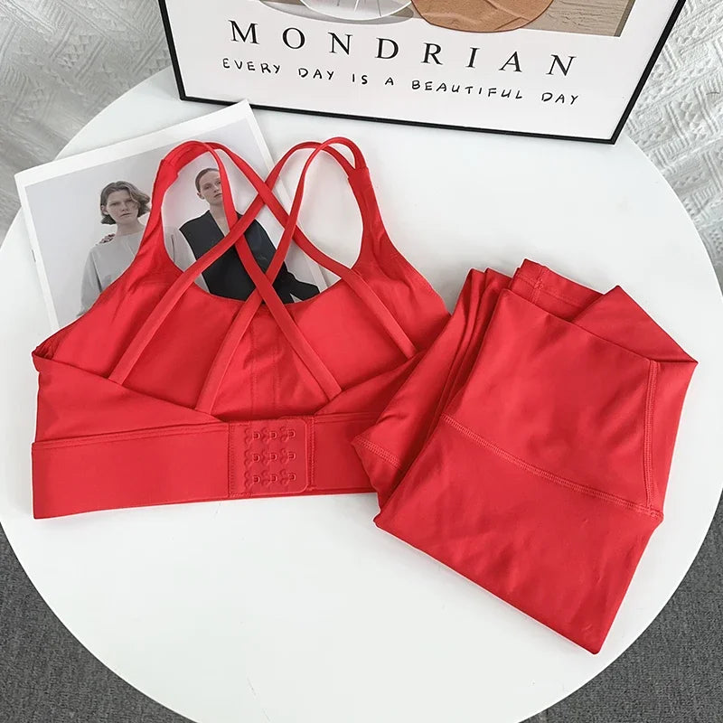 2-Piece High Waist Leggings & Fitness Bra Yoga Set | Women's Gymwear