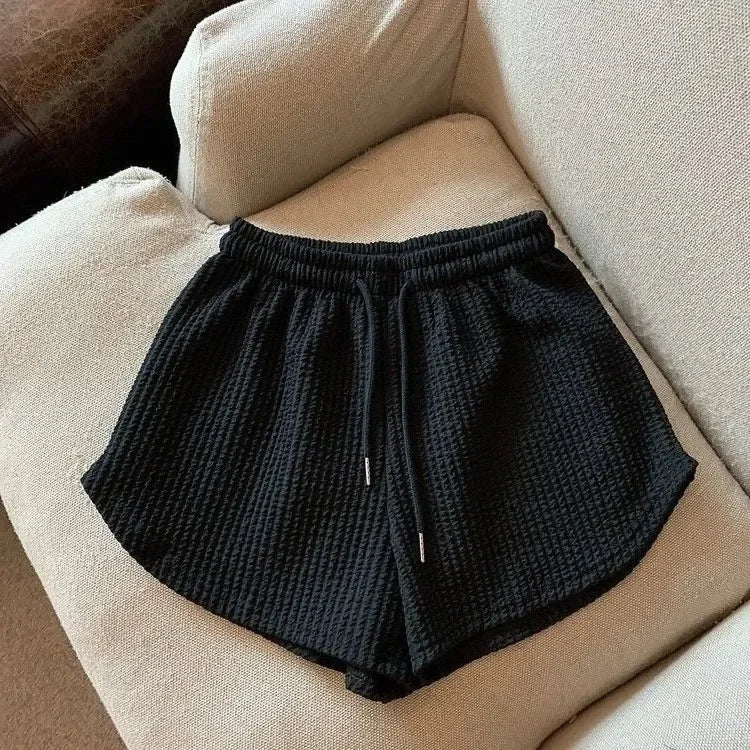 Women's High-Waist Drawstring Wide-Leg Shorts