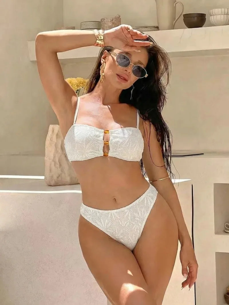 Sexy High Waist Mesh Bikini Pushup Set