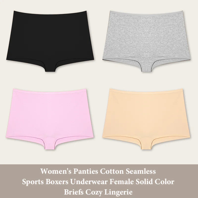 Women's Cotton Seamless Underwear — 4-Pack High-Rise Boyshort Briefs