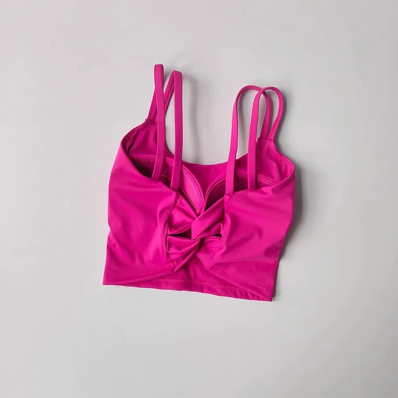Women's Knotted-Back Sports Bra — Padded Yoga & Gym Top