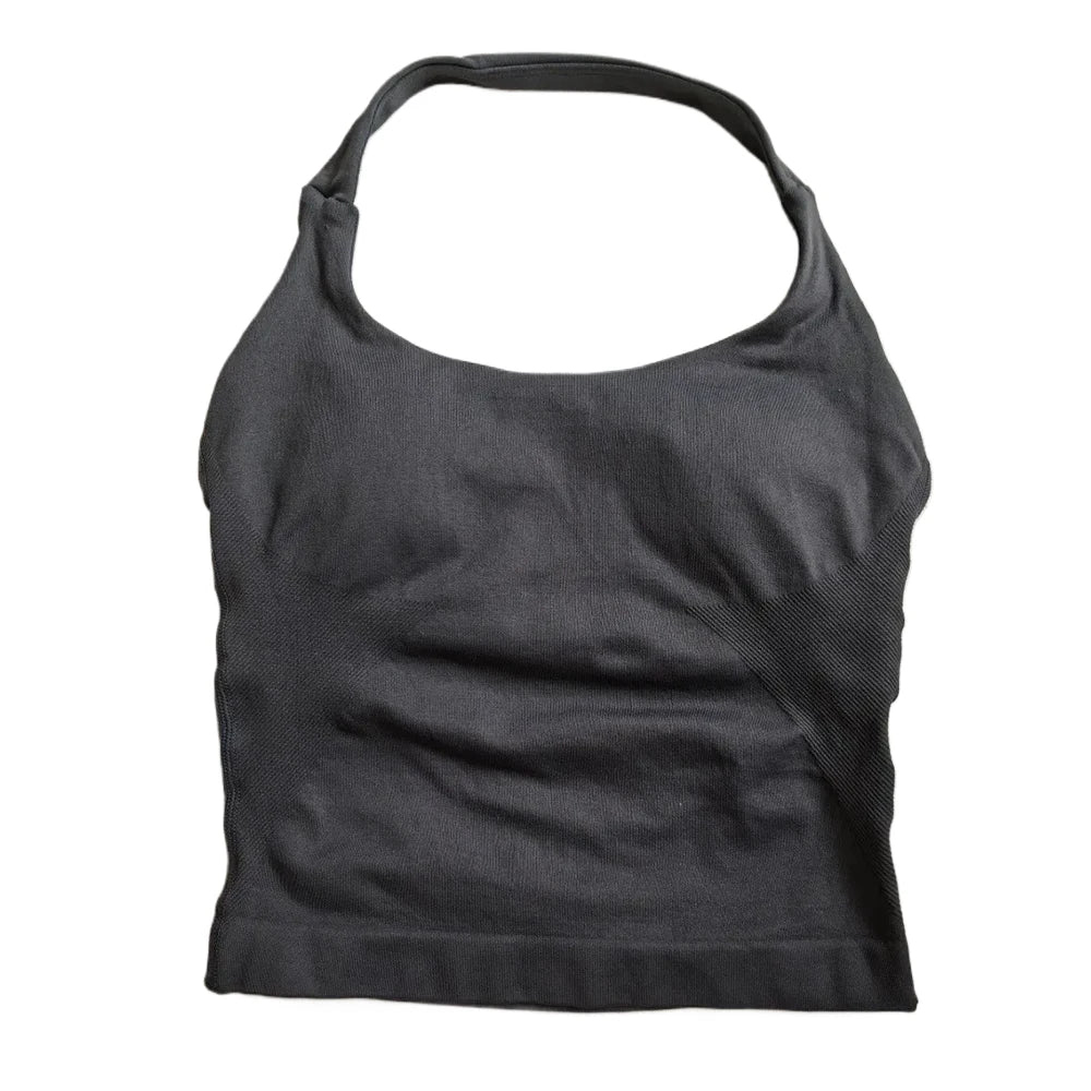 Women's Seamless Halter Tank Top — Padded Sports Bra Workout Vest