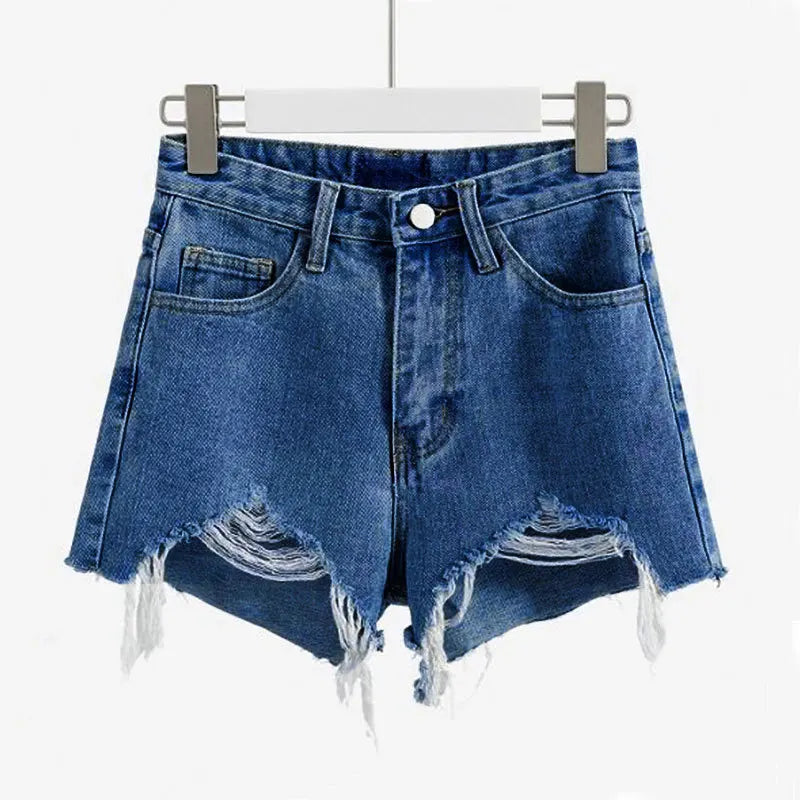 High-Waisted Ripped Denim Shorts