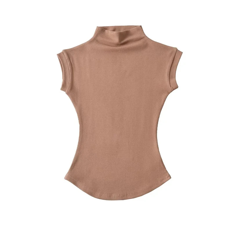 Women Summer Turtleneck Sleeveless Tops