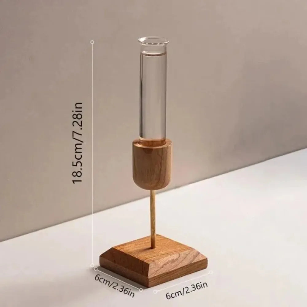 Wood & Glass Hydroponic Vase | Minimalist Home Décor